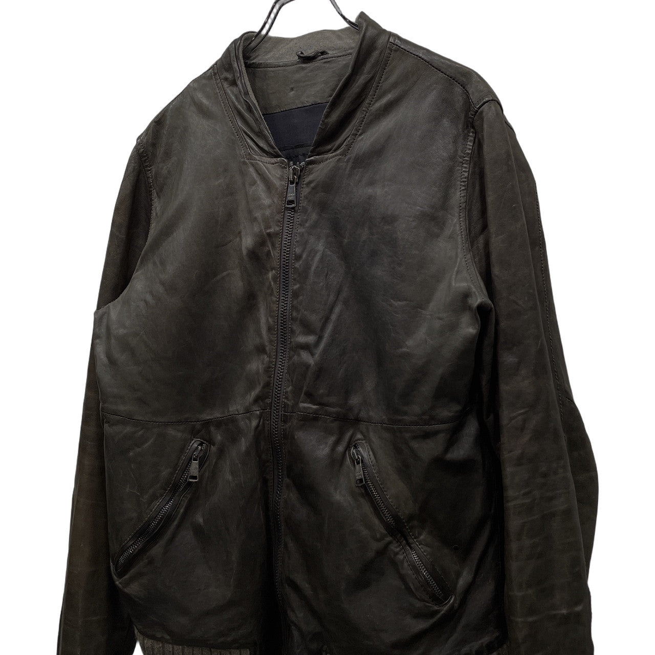 GIORGIO BRATO ラムレザーノーカラージップアップリブブルゾン ライダースジャケット コート アウター ジョルジオブラット メンズ