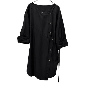 MARINA YEE MY Dress Shirt ウールギャバジンピンストライプカフスリボンノーカラー折り紙シャツ ブラウス トップス Archive Antwerp 6 アントワープ マリナイー