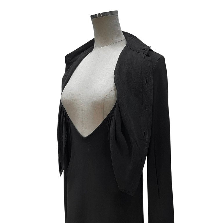 Jean Paul GAULTIER FEMME 91AW シルクプラストロンストレッチロングシャツワンピース ドレス ギャザー カットソー Archive 90s JPG ジャンポールゴルチエ レディース