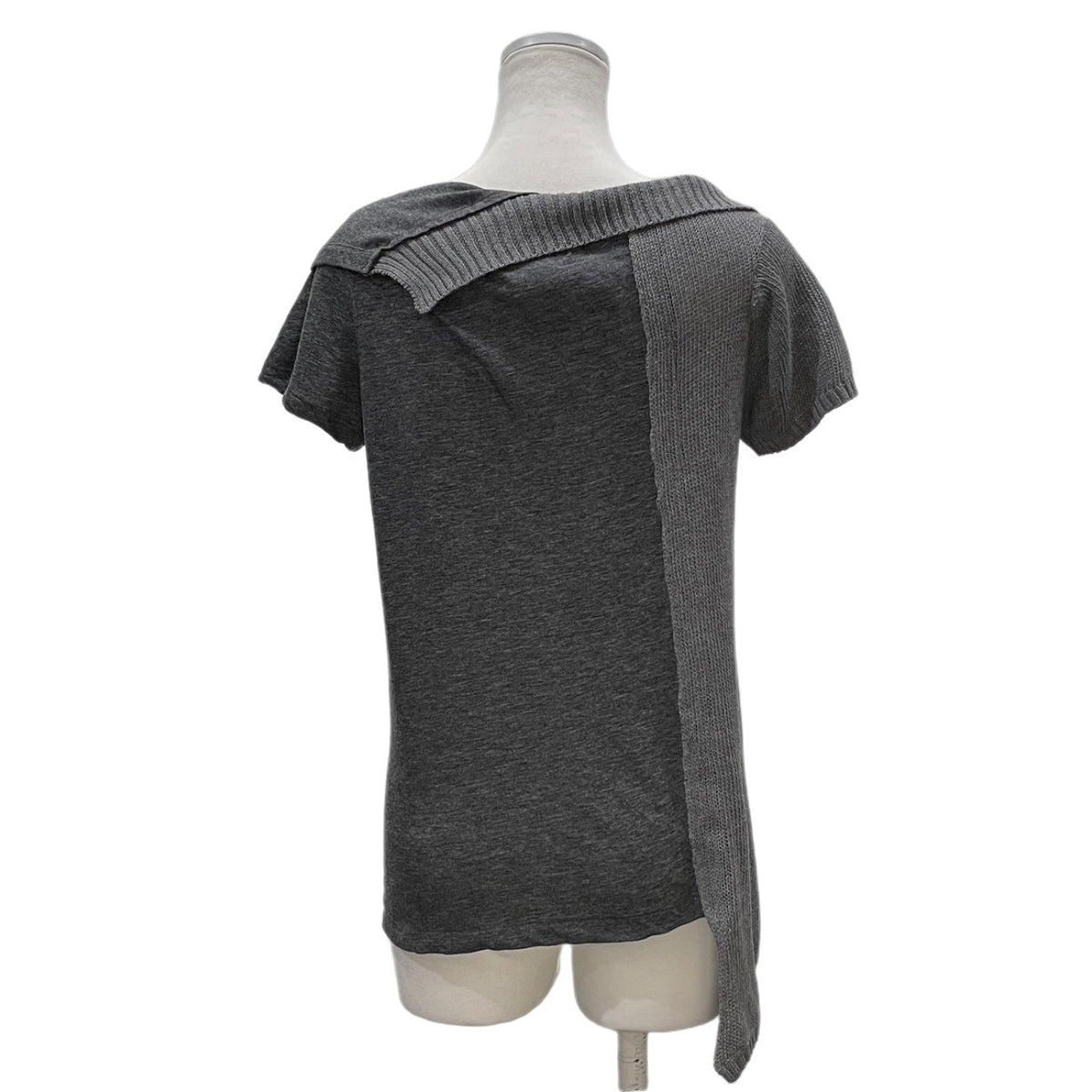 Y's 天竺ニットドッキングアシンメトリーカットソー トップス Tシャツ 半袖 Yohji Yamamoto Femme ワイズ ヨウジヤマモト レディース