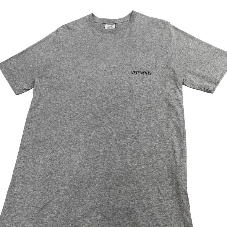 VETEMENTS 21AW フロントバックロゴプリント刺繍クルーネックカットソー Tシャツ Tee T-shirt 半袖 UAH21TR501 GREY GRIS ヴェトモン メンズ レディース ユニセックス