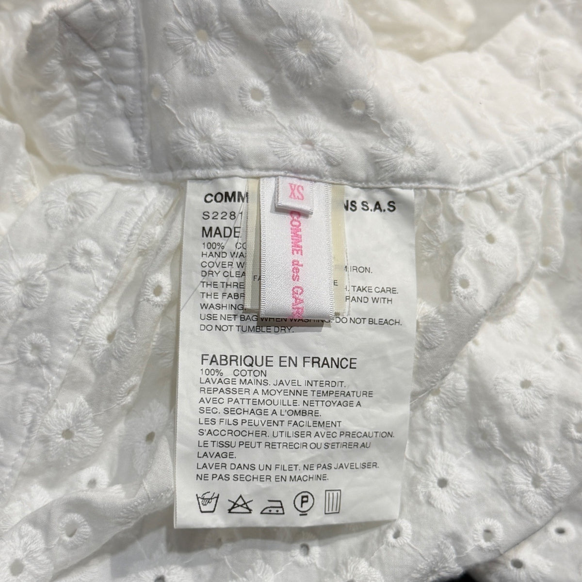 COMME des GARCONS SHIRT PINK 14SS レースカットワークコットンエプロンワンピース  花柄 巻きスカート トップス Archive ギャルソン レディース