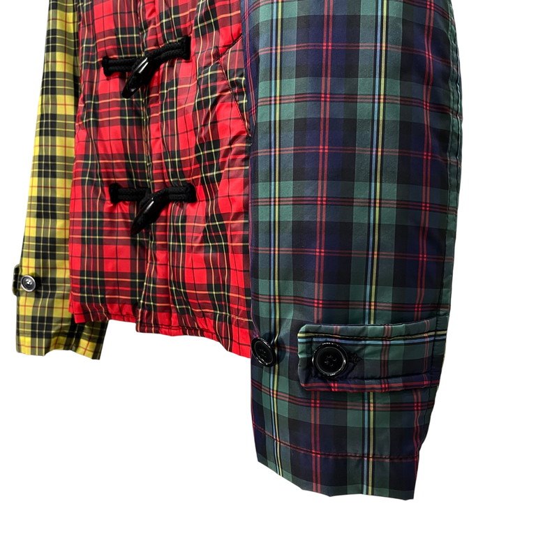 COMME des GARCONS SHIRT ナイロンタフタマルチカラータータンチェック切替トグル中綿ジャケット ブルゾン ダッフル コート アウター Archive コムデギャルソン シャツ メンズ