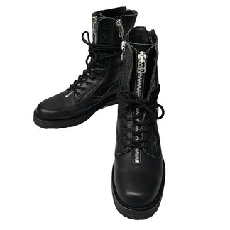 Yohji Yamamoto Pour Homme 22AW 3ジッパーミリタリーブーツ レースアップシューズ 靴 クツ ファスナー 定価110,000円 HE-E07-761 vibram 軽量 サイズ3 約25.5~26.5cm ヨウジヤマモトプールオム メンズ