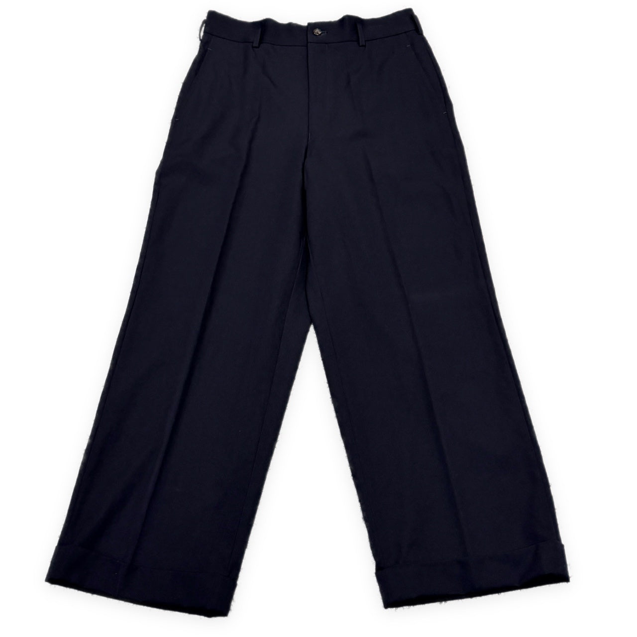 COMME des GARCONS HOMME 98SS ウールギャバジンノータック裾ダブルストレートスラックス パンツ トラウザーズ ボトムス Archive 90s コムデギャルソンオム メンズ