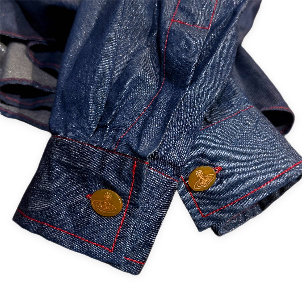 Vivienne Westwood MILAN ラメ混紡赤ステッチシャツ ブラウス トップス Archive 90s ヴィヴィアンウエストウッド レディース