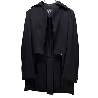 Y's スクエアカッティング燕尾ロングジャケット テーラード ブルゾン コート アウター Yohji Yamamoto Femme ヨウジヤマモトファム ワイズ レディース
