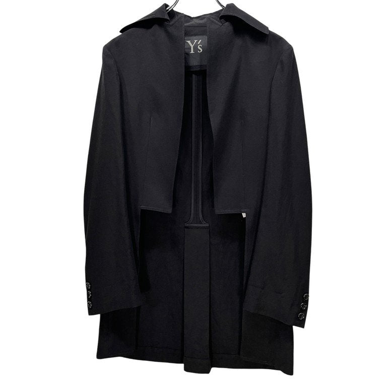 Y's スクエアカッティング燕尾ロングジャケット テーラード ブルゾン コート アウター Yohji Yamamoto Femme ヨウジヤマモトファム ワイズ レディース