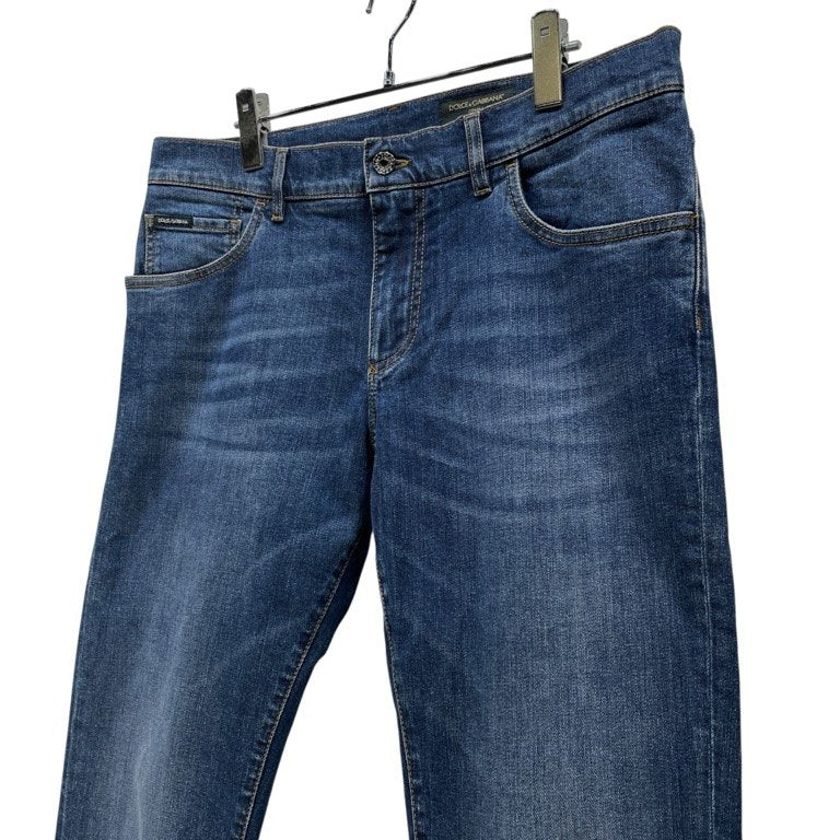 DOLCE&GABBANA バックポケットロゴ刺繍スリムフィットストレッチデニムパンツ SLIM D&G ジーンズ ボトムス レザーパッチ ドルチェアンドガッバーナ メンズ