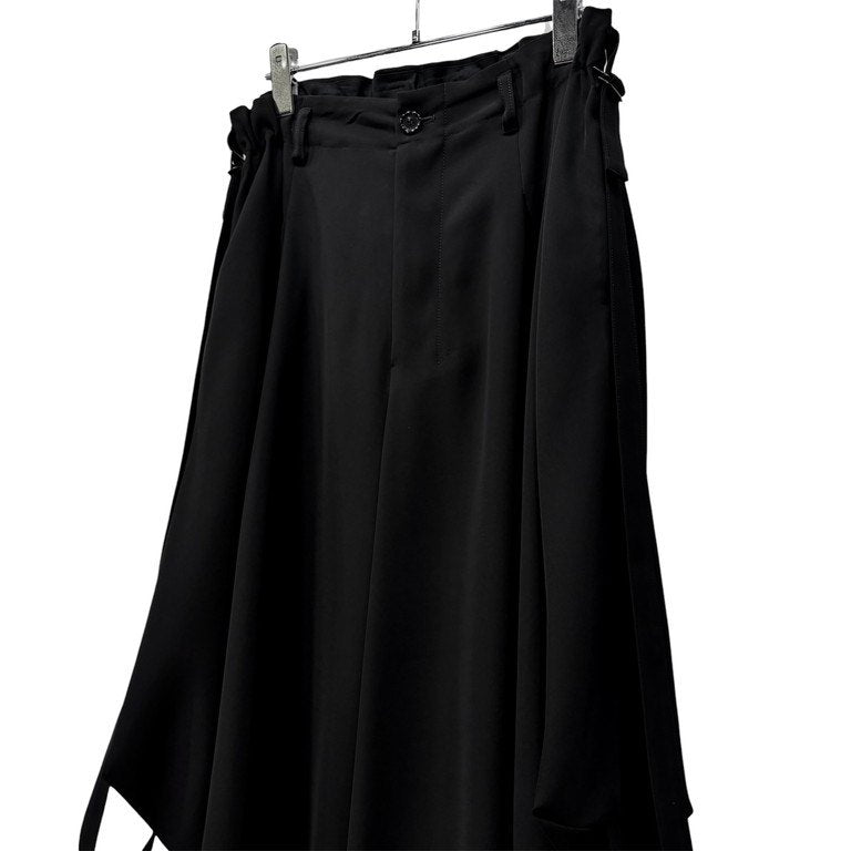 LIMI feu 25AW DOUBLE SATIN PANTS WITH D-RINGS ポリエステルダブルサテンボンテージパンツ サイドベルト ボトムス 定価70,400円 LL-P21-910 Yohji Yamamoto Femme ヨウジヤマモトファム リミフゥ レディース