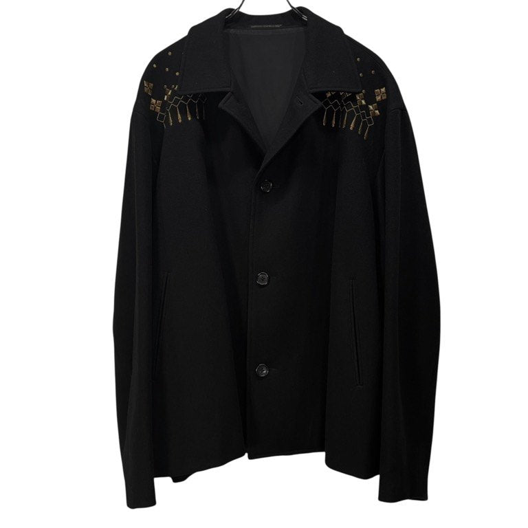Yohji Yamamoto Pour Homme 92AW 金刺繍ウールオーバーサイズハーフコート ジャケット ブルゾン アウター Archive Vintage 90s 名作 ヨウジヤマモトプールオム メンズ