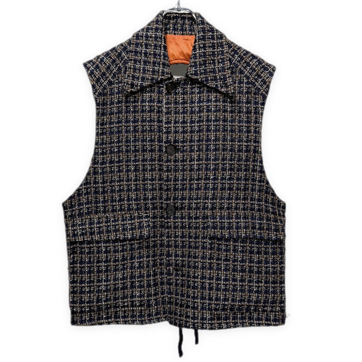 SUBLATIONS GLITTERY TWEED HELI-CREW VEST .07 銀糸混紡ツイードバックリボンベスト トップス アウター ジャケット S071306 サブレーションズ メンズ