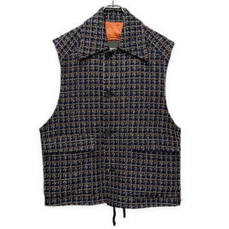 SUBLATIONS GLITTERY TWEED HELI-CREW VEST .07 銀糸混紡ツイードバックリボンベスト トップス アウター ジャケット S071306 サブレーションズ メンズ