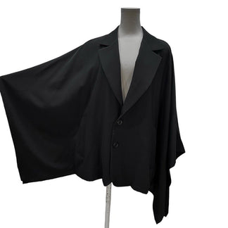 LIMI feu 24AW ウールギャバジン着物フレアスリーブジャケット テーラード ブルゾン コート アウター ポンチョ マント Yohji Yamamoto Femme リミフゥ ヨウジヤマモト レディース