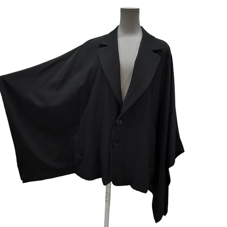 LIMI feu 24AW ウールギャバジン着物フレアスリーブジャケット テーラード ブルゾン コート アウター ポンチョ マント Yohji Yamamoto Femme リミフゥ ヨウジヤマモト レディース