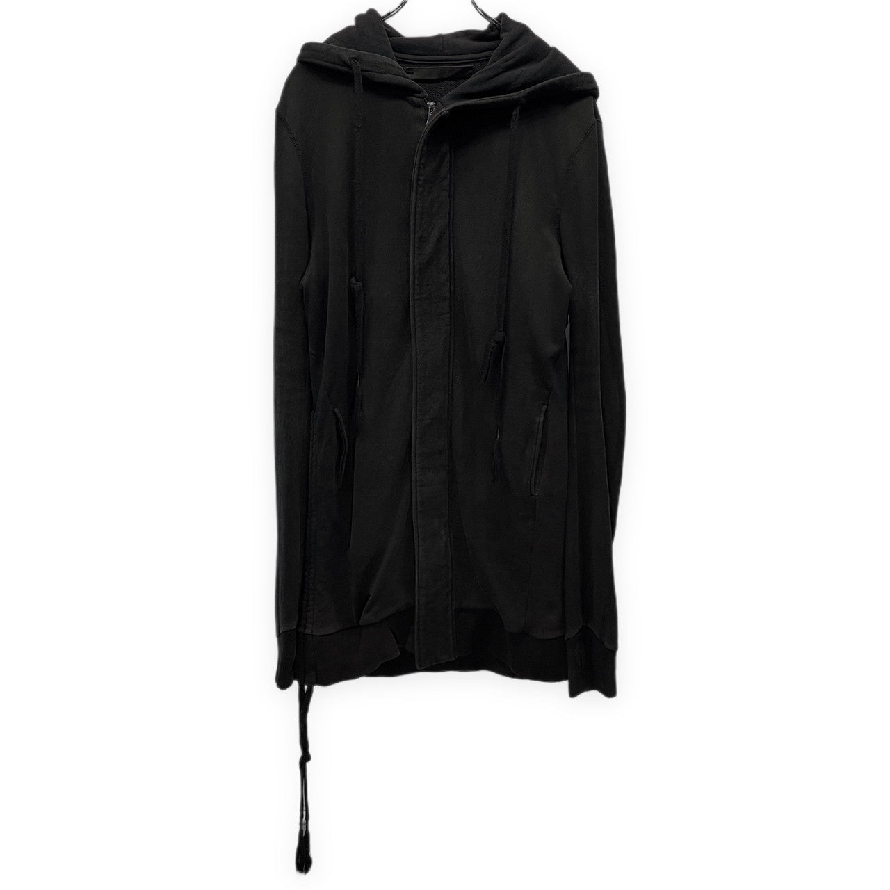 N/07 バックカットオフレイヤードサムホールリブスウェットロングパーカー フーディ 指貫 トップス アウター エヌゼロナナ メンズ