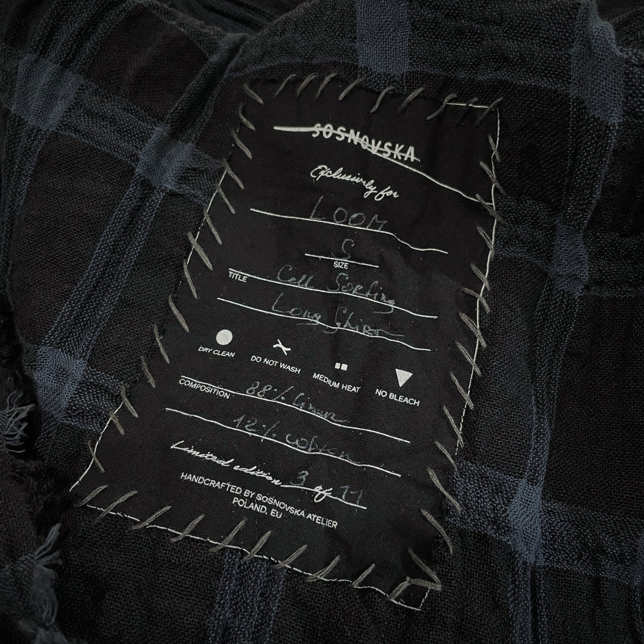 SOSNOVSKA リネンコットンガーゼチェックカットオフバンドカラーロングシャツ ブラウス トップス ソスノブスカ メンズ