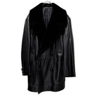 LQ Y's for men ムートンカラーカウレザーダブルブレストコート Archive 80s 90s Yohji Yamamoto Pour Homme ワイズフォーメン ヨウジヤマモトプールオム メンズ