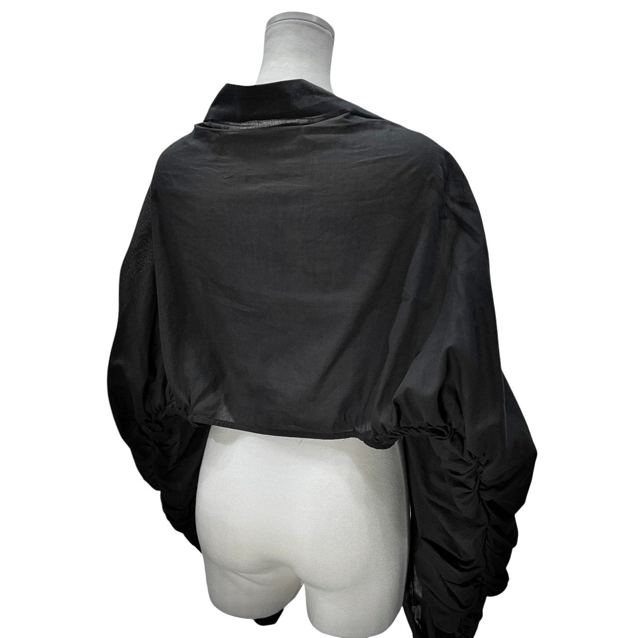 whowhat 25SS 4 TRANSFORM WIDE SLEEVE -BLACK- 変型シャーリングワイドタックスリーブジャケット ブラウス シャツ ブルゾン コート アウター WH-2501-T9 定価35,200円 未使用タグ付き フーワット メンズ レディース ユニセックス