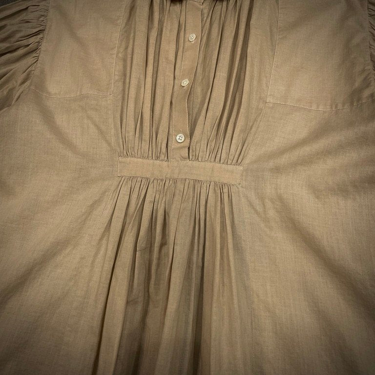 COMME des GARCONS リネンギャザープルオーバースモックワンピース シャツ ブラウス チュニック Archive 70s 初期 トップス コムデギャルソン レディース