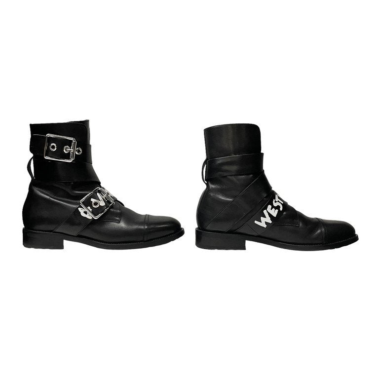 Vivienne Westwood 19AW ALEX BOOT BLACK GRAFFITI CALF LEATHER グラフィティロゴプリントアレックスブーツ 国内2足限定 希少 レア ベルト ベルテッドシューズ 靴 クツ 1020032-40935 43 ヴィヴィアンウエストウッド メンズ