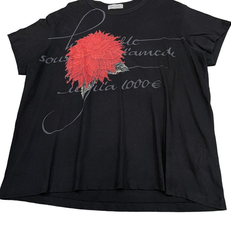 Yohji Yamamoto Pour Homme 22SS ダリアメッセージプリントカットソー Tシャツ Tee T-shirt 花 フラワー トップス 半袖 Archive ヨウジヤマモトプールオム メンズ