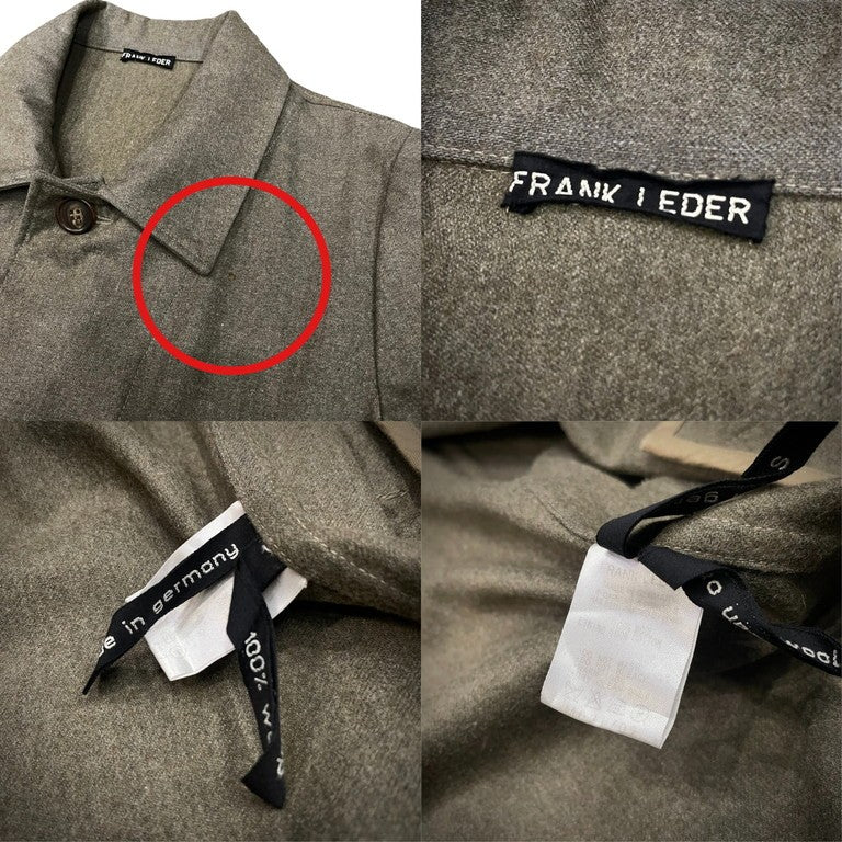 FRANK LEDER カーキグレーウールミドルステンカラーコート アウター ジャケット ミリタリー Dカン フランクリーダー メンズ レディース ユニセックス