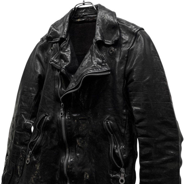 ISAMU KATAYAMA BACKLASH ITALY SHOULDER “GARMENT-DYED” DOUBLE RIDERS インタリアンショルダーガーメントダイレザーダブルライダースジャケット ブルゾン コート アウター 定価275,000円 イサムカタヤマ バックラッシュ メンズ