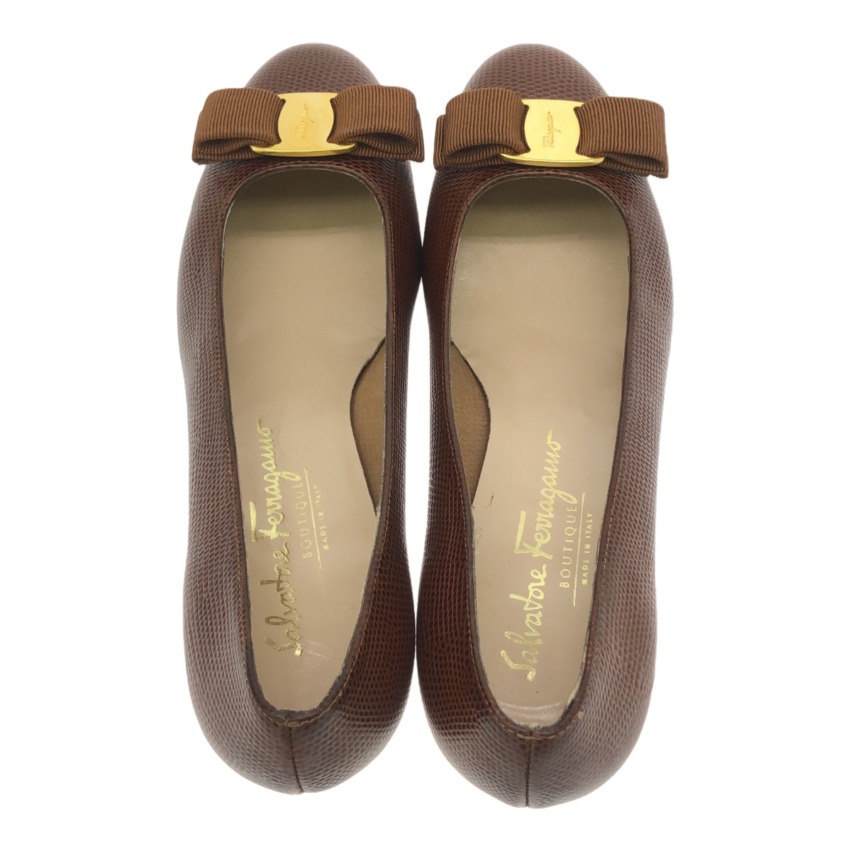 Salvatore Ferragamo Salvatore Ferragamo ヴァラ 型押しパンプス 7C