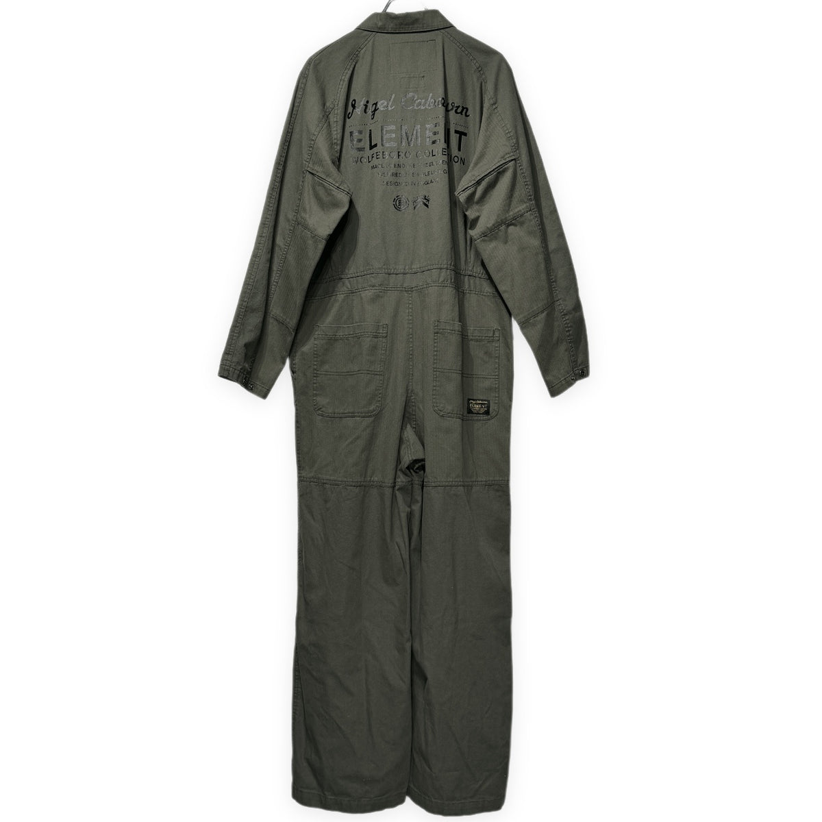 Nigel Cabourn × ELEMENT HBT切り替えバックロゴプリントジップアップジャンプスーツ つなぎ オールインワン オーバーオール パンツ アウター ナイジェルケーボン エレメント メンズ