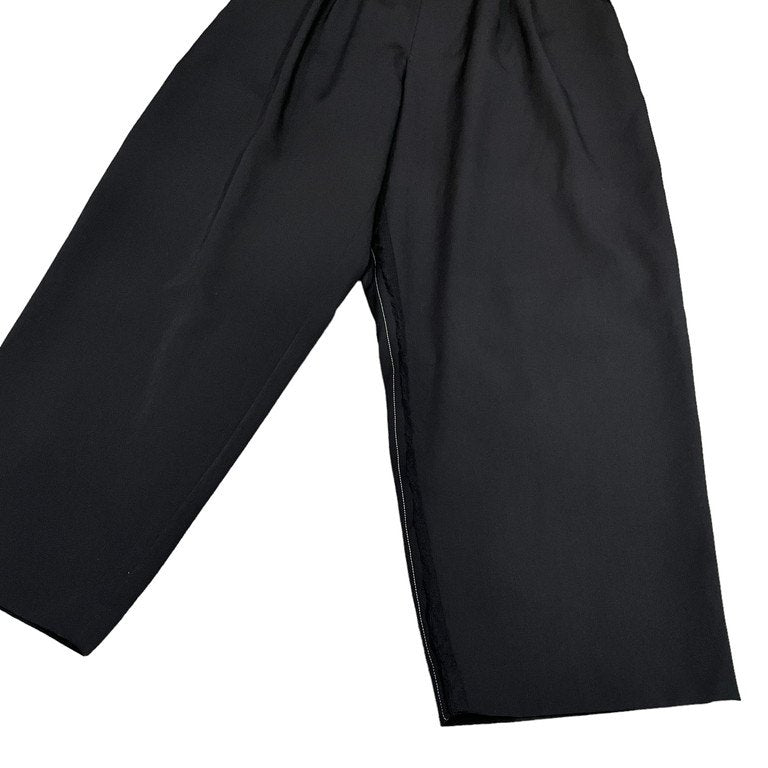 Y's 19AW ウールギャバジンサイドフラノカットオフ2タックサスペンダーボタンワイドパンツ 裁ち切り フランネル ホワイトステッチ スラックス ボトムス Yohji Yamamoto ヨウジヤマモト ワイズ レディース メンズ ユニセックス