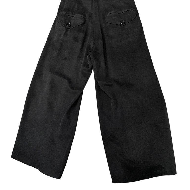 LIMI feu 18AW テンセルギャバジンハイウエストサスペンダーワイドパンツ サロペット オールインワン オーバーオール Yohji Yamamoto リミフゥ ヨウジヤマモト レディース