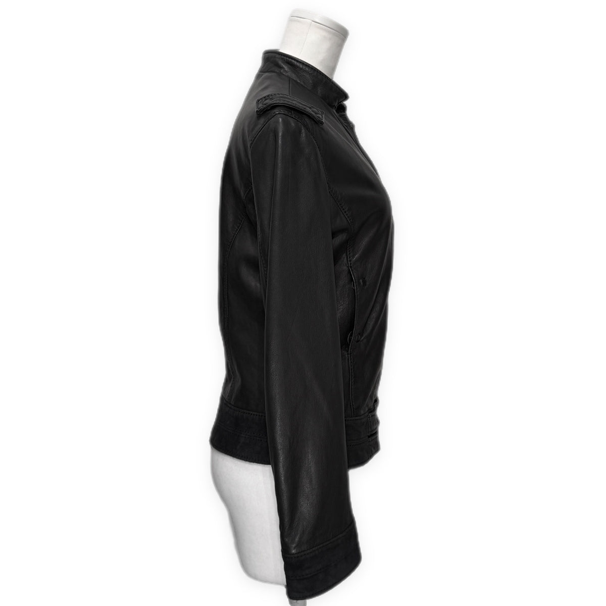 EMPORIO ARMANI 07AW ラムレザースタンドカラースエード切り替えシングルライダースジャケット アウター Archive アルマーニ レディース