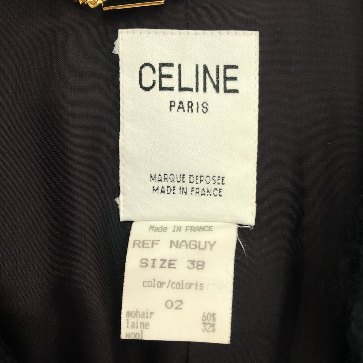 CELINE CELINE レザーカラーモヘアジャケット＆スカート