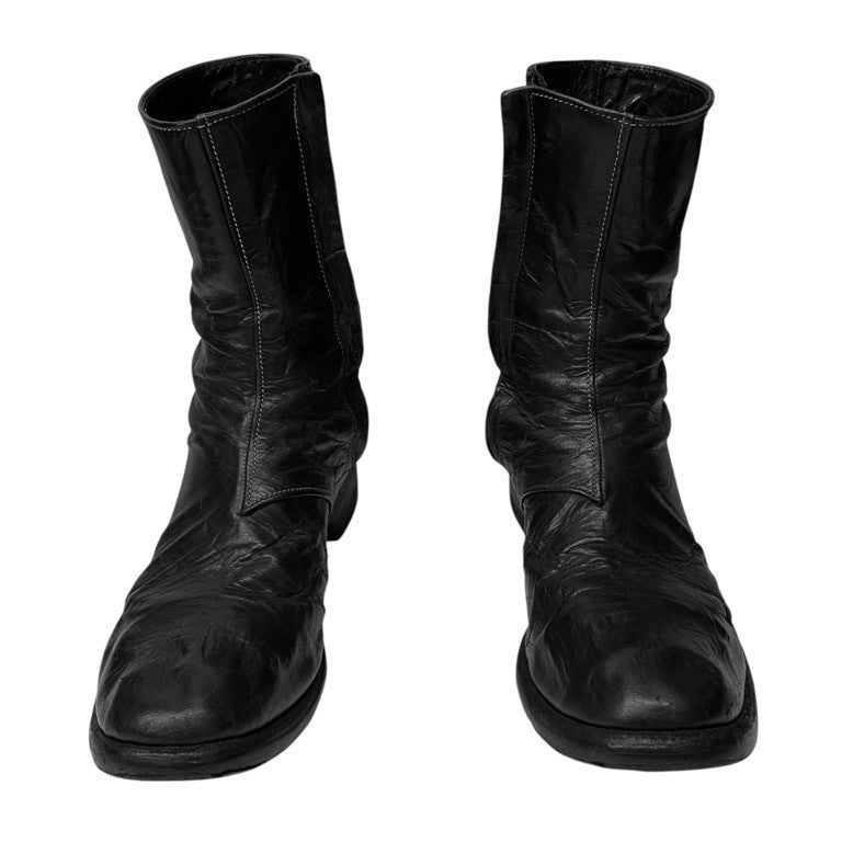 Obscur 16AW ホースレザーサイドジップロングヒールブーツ 希少 シューズ 靴 size 41 スカーステッチ 6228004 AW16-26 41 定価159,840円 オブスキュー メンズ