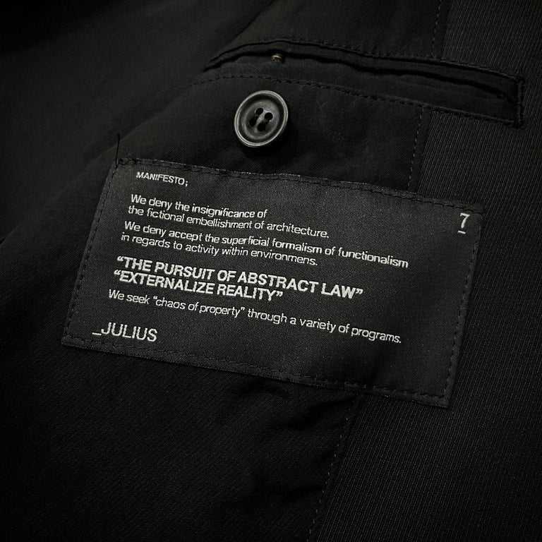 JULIUS 10AW コットンキュプラカルゼ1Bチェスターコート ロングテーラードジャケット goth_ik; ブルゾン アウター ユリウス メンズ