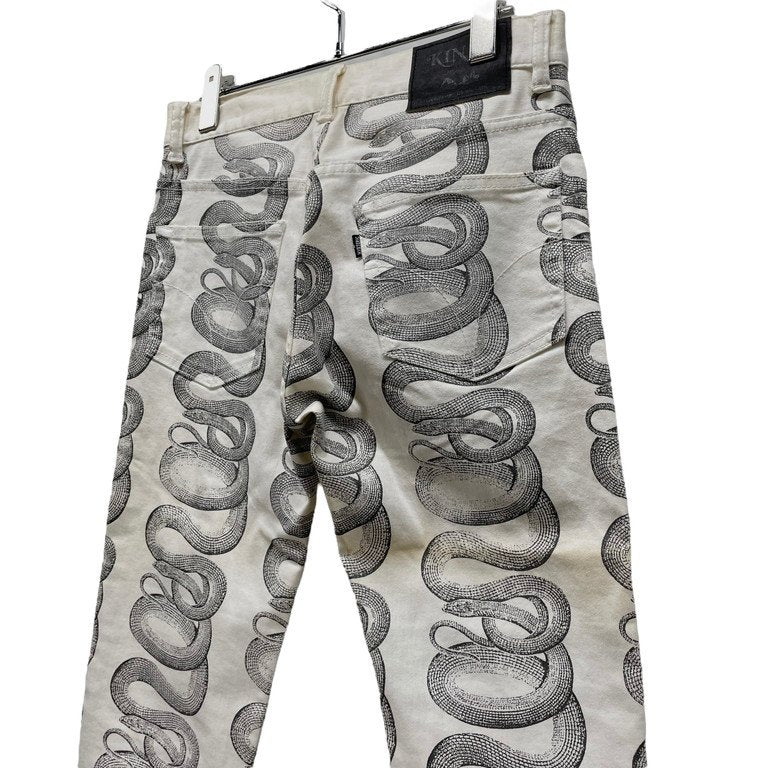 HYSTERIC GLAMOUR SNAKE LOOP スネークループプリントストレッチホワイトスキニーパンツ KINKY ウミヘビ Archive 28 ボトムス ヒステリックグラマー メンズ レディース ユニセックス
