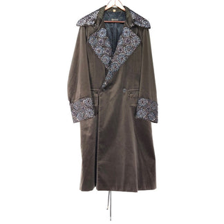 John Galliano 10AW GREAT COAT 'OPIUM' EMBROIDERY ビーズハンドメイド刺繍バックレースアップベロアロングコート LOOK37 Archive 激レア 希少 定価691,950円 ジョンガリアーノ メンズ