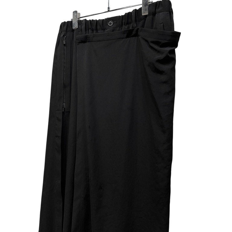 Yohji Yamamoto Pour Homme 21SS トリアセテートポリエステル左ラップクロップドイージーパンツ ボトムス ジップ ウエストゴムシャーリング ドローストリング ヨウジヤマモトプールオム メンズ
