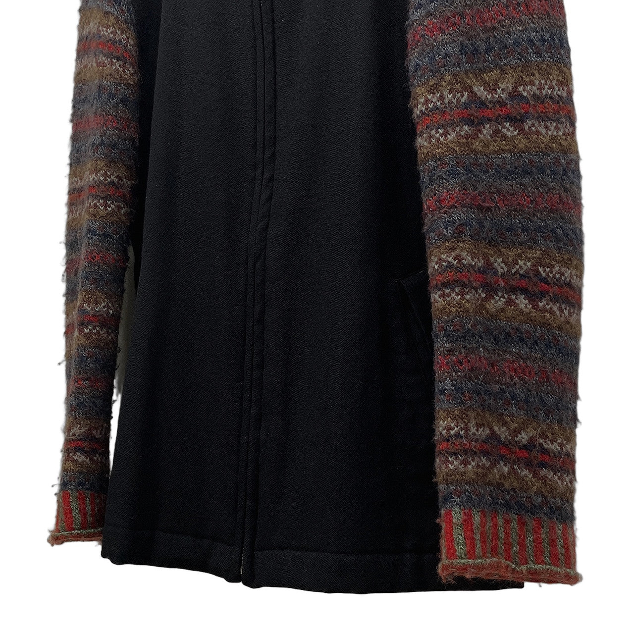 COMME des GARCONS HOMME PLUS 96AW 袖フェアアイル柄ニット切替ウールフラノジップアップジャケット Archive Traditional モッズ期 ブルゾン コート アウター フランネル コムデギャルソンオムプリュス メンズ