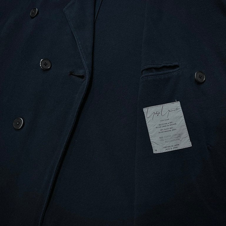 Yohji Yamamoto Pour Homme 84AW or 85SS コットン天竺ダブルブレストテーラードハーフコート ジャケット Archive 80s 90s 最初期 超希少 レア ファーストコレクション ヨウジヤマモトプールオム メンズ