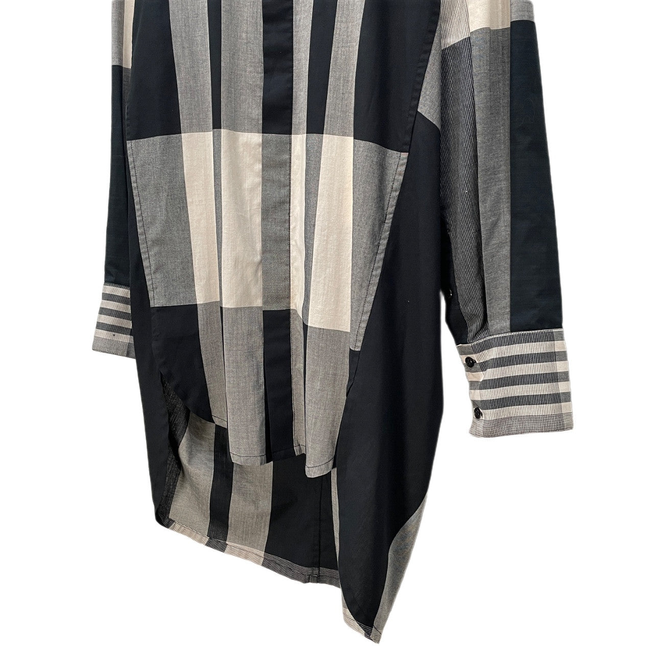 JOE CHIA ストライプチェックフライフロントロングシャツ ブラウス トップス ジョーチア メンズ