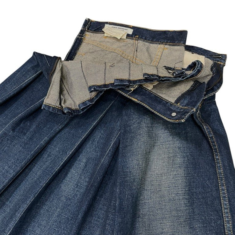 JUNYA WATANABE COMME des GARCONS denim インディゴデニム再構築アシンメトリープリーツスカート ボトムス パンツ AD2008 リメイク ジュンヤワタナベ コムデギャルソン レディース