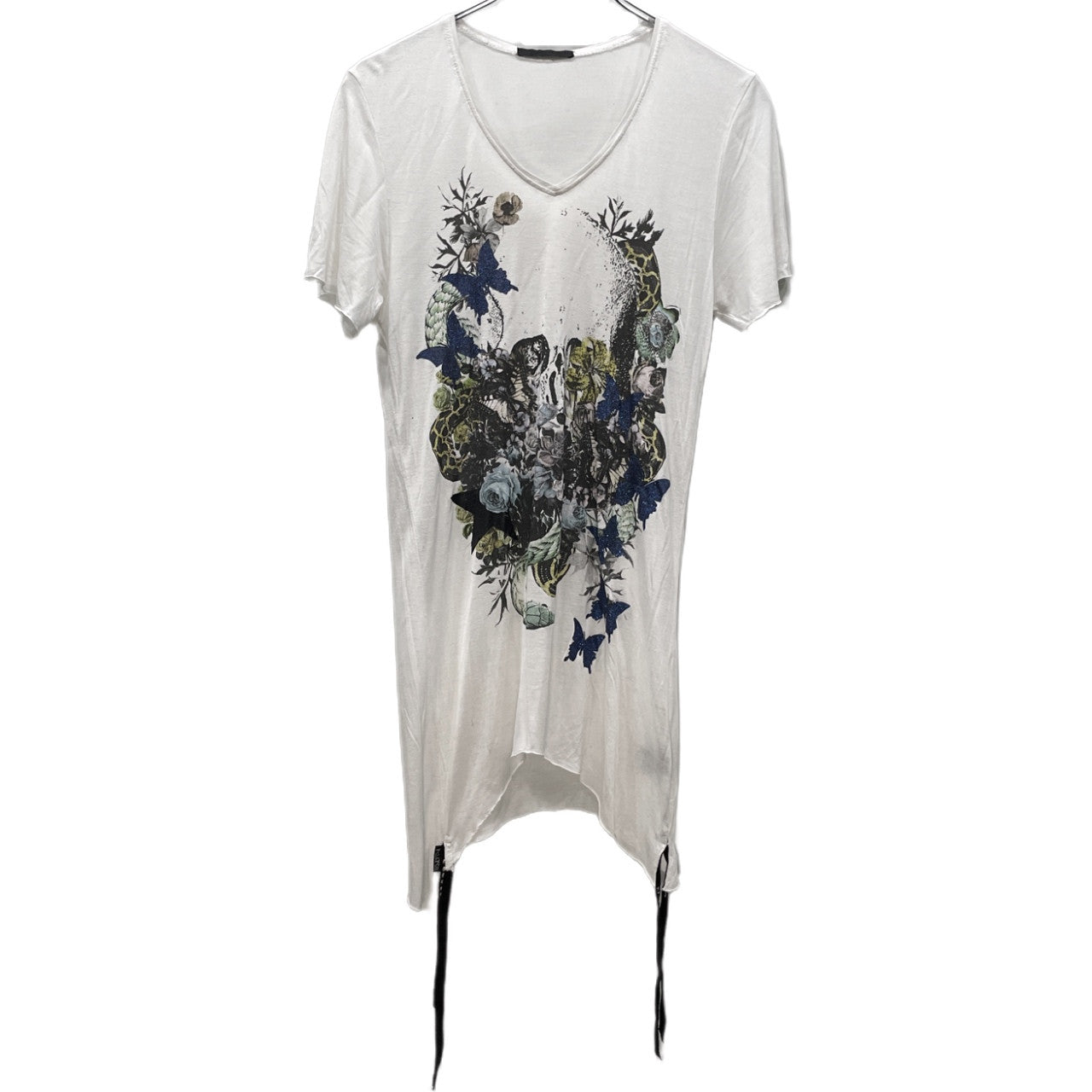 KMRii バタフライラメプリントVネックモダールカットソー Tシャツ Tee T-shirt 蝶々 トップス Y2K ケムリ メンズ