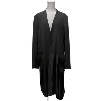 Y's 22AW ウールギャバジンフラシレイヤードノーカラーロングジャケット コート アウター アシンメトリー Yohji Yamamoto Femme ヨウジヤマモトファム ワイズ レディース