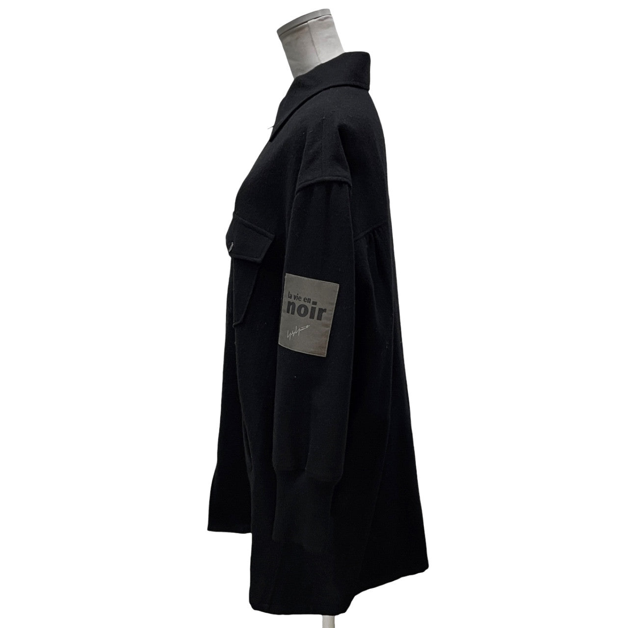 Yohji Yamamoto +NOIR 18AW ウールフラノ袖リブダブルポケットジップアップシャツジャケット ブルゾン コート アウター ヨウジヤマモトプリュスノアール レディース