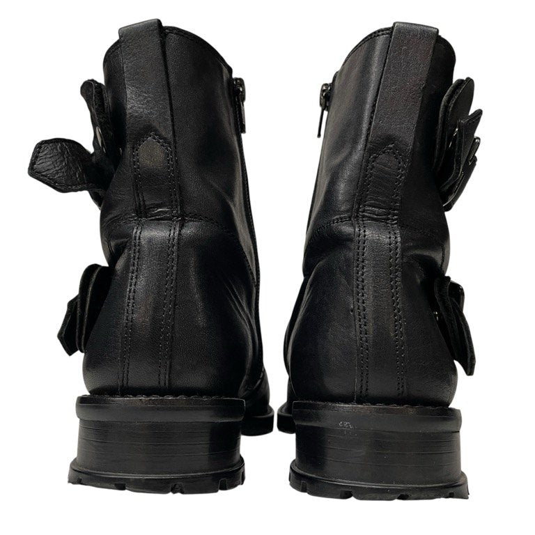 Yohji Yamamoto +NOIR レザーダブルベルトサイドジップショートブーツ シューズ 靴 クツ ヨウジヤマモト プリュスノアール レディース