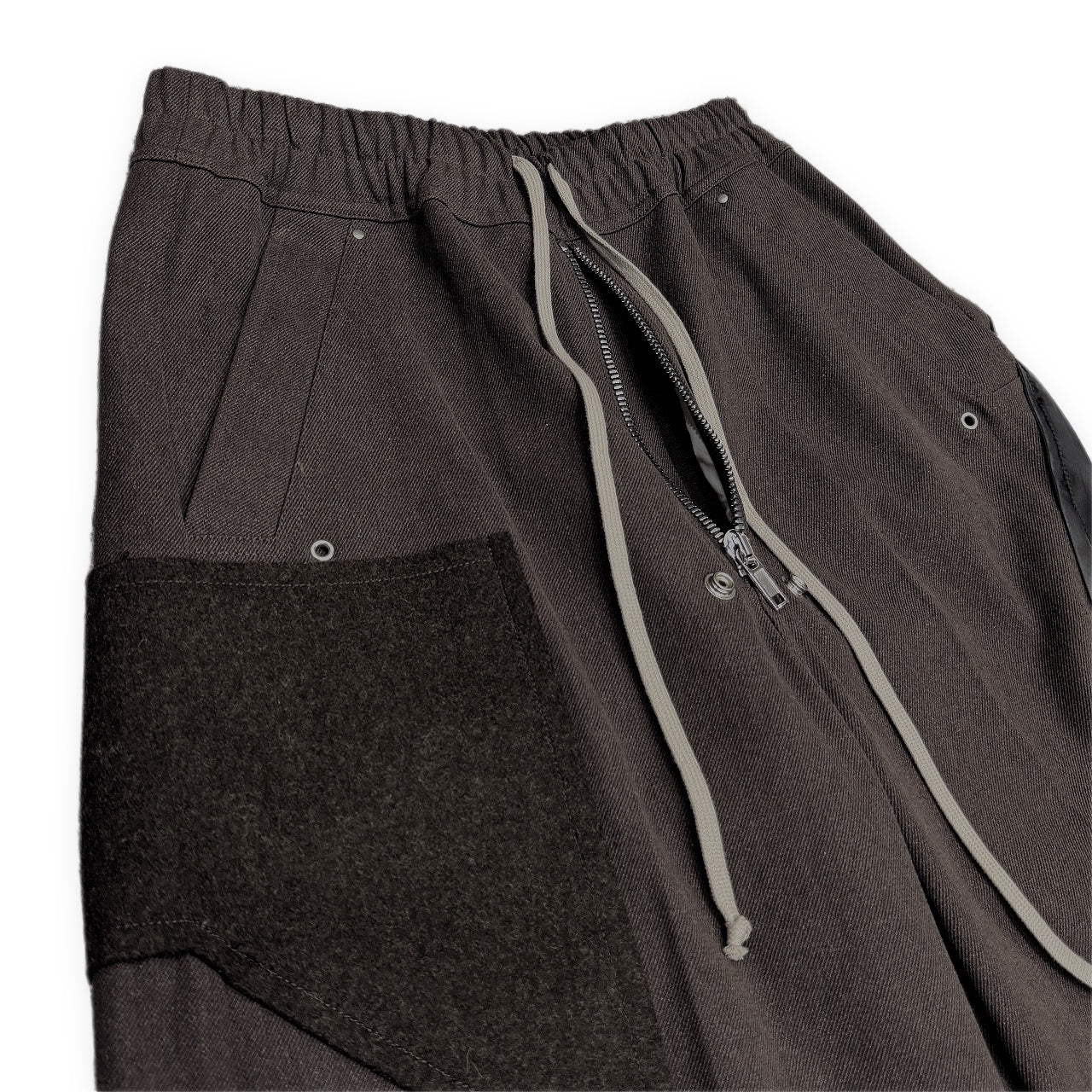 Rick Owens 24AW WIDE BELA PANTS ラバー装飾パッチワークポケットカットオフワイドベラパンツ ワイド フレア ボトムス RR02D6307-CTWWTY リックオウエンス メンズ