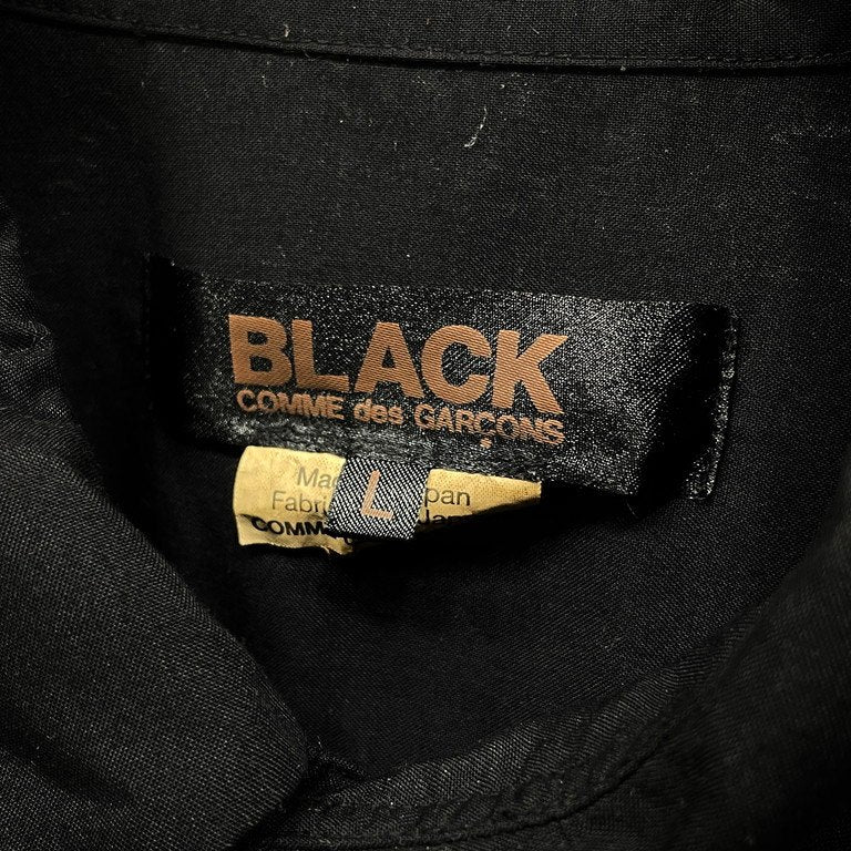 BLACK COMME des GARCONS 20SS テーラードジャケットドッキングオーバーサイズカットオフポリエステルシャツ ブラウス ブラック コムデギャルソン メンズ レディース ユニセックス