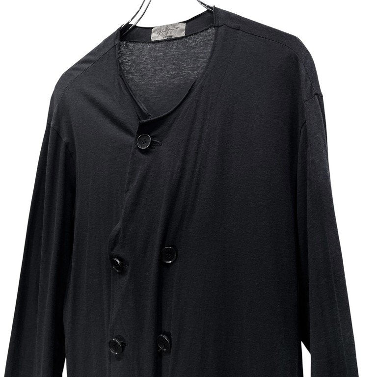 Yohji Yamamoto Pour Homme 12SS 天竺ダブルブレスト裁ち切りノーカラーカットソージャケット カットオフ カーディガン Archive 袴期 ハカマ ヨウジヤマモトプールオム メンズ